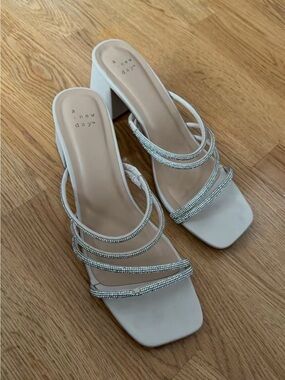 a new day White Rhinestone Strappy Block Heel Sandals